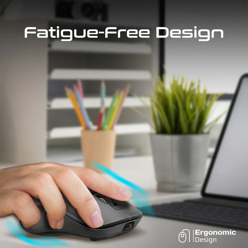 Promate Dual Mode Rechargeable Wireless Mouse with BT & RF Connectivity - Black