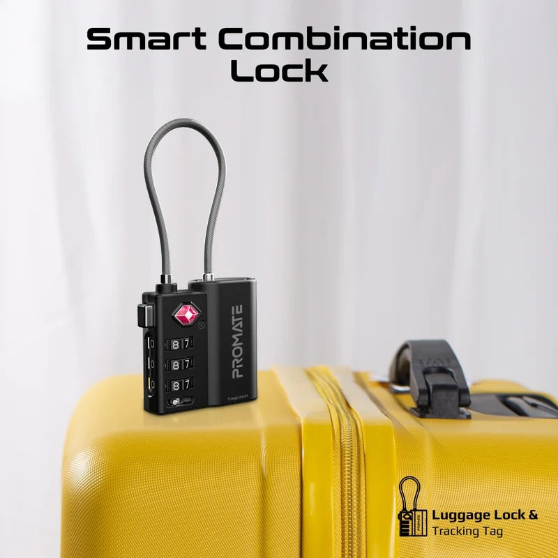 Promate TSA Luggage Lock with Smart Precision Tracking Tag, works with Apple Find My App