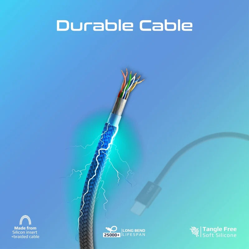 Promate EcoLine-CC120 Ultra-Fast 60W Power Delivery USB-C Fabric Braided Cable 60W, 1.2 Meter - Black