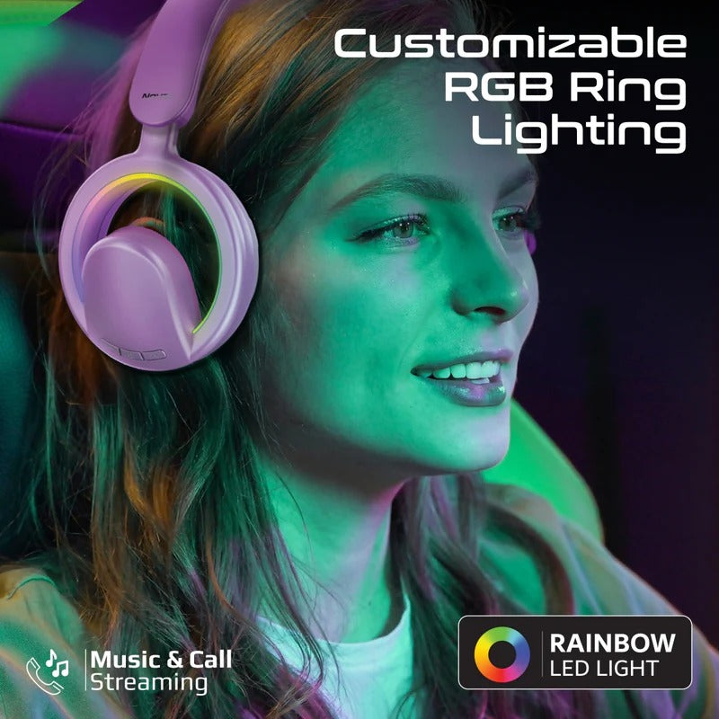 Promate High-Fidelity Open Ear Wireless Over-Ear Headphones with Detachable Mic - Purple