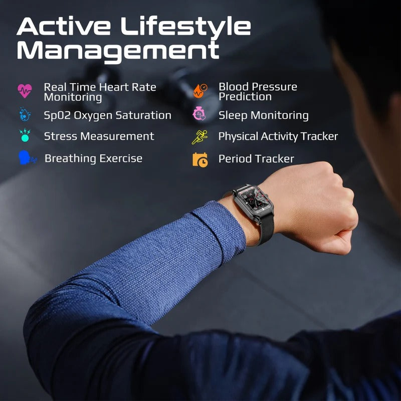 Promate 1.78" Fitness Tracker Smartwatch with Bluetooth Calling IP68 Water Resistance 1.78" Curved AMOLED Display Heart Rate/SPO2/Step/Sleep/ Women Health Tracker 100+ Customized Watch Faces - BLACK