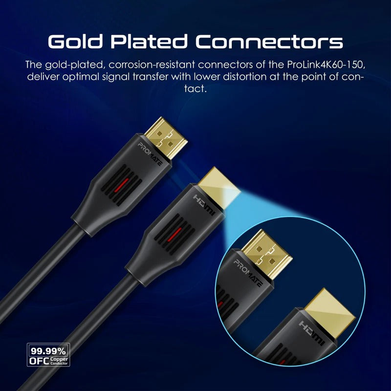 Promate Ultra-High Definition 4K@60Hz HDMI Audio Video Cable - 3 Meters