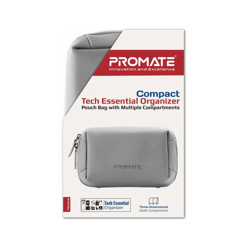 Promate Compact Tech Essential Organizer Pouch Bag with Multiple Compartments