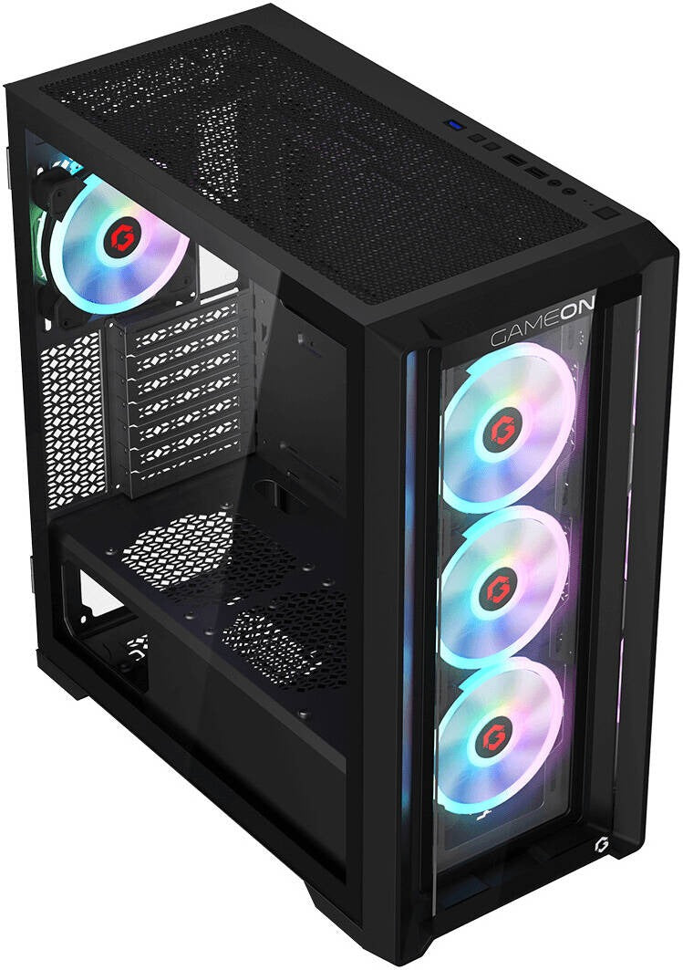 GameOn Vortex Midnight Series Mid Tower Gaming Case - Black