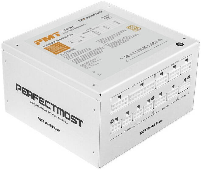 Dark Flash Perfectmost 750W Atx 3.1, PCle 5.1 80 Gold Plus Power Supply - White