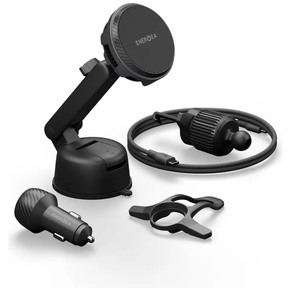 Energea MAGARCTIC DRIVE, QI2.2 WIRELESS CAR CHARGER 25W (WINDSCREEN/AIRVENT) WITH 45W CHARGER - GUNMETAL