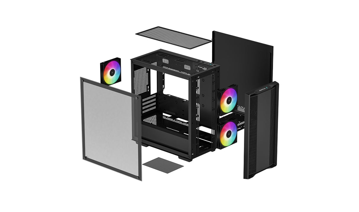 PC case Deepcool CC360 ARGB Micro Atx Tempered Glass Side Panel  with 3 ARGB Fans - Black