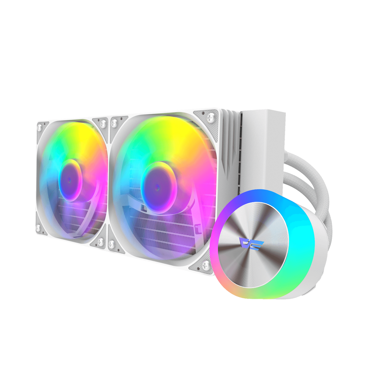 DarkFlash AquaGlow DG240 ARGB AIO 240mm Liquid CPU Cooler - White