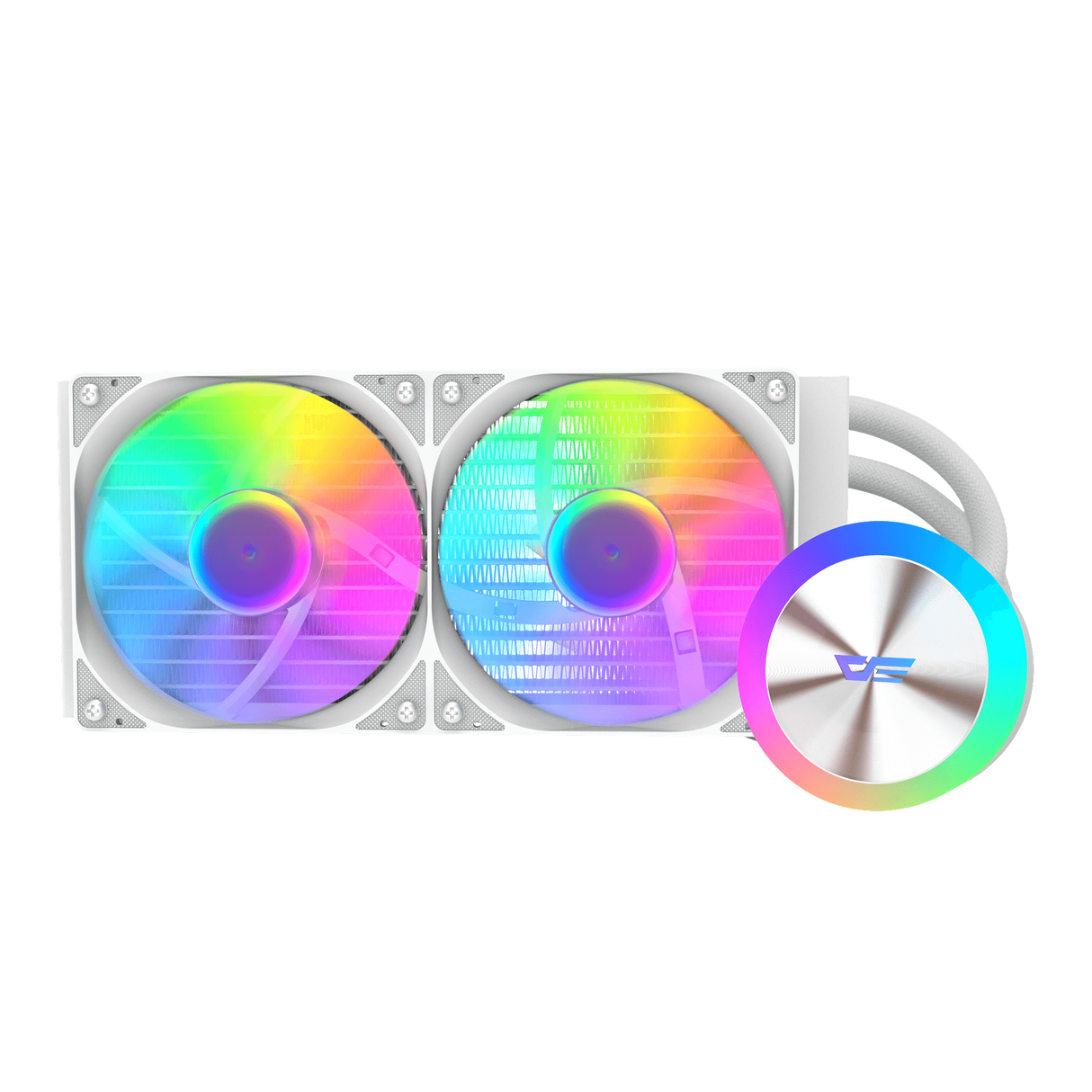 DarkFlash AquaGlow DG240 ARGB AIO 240mm Liquid CPU Cooler - White