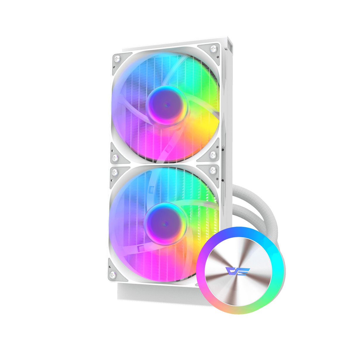 DarkFlash AquaGlow DG240 ARGB AIO 240mm Liquid CPU Cooler - White