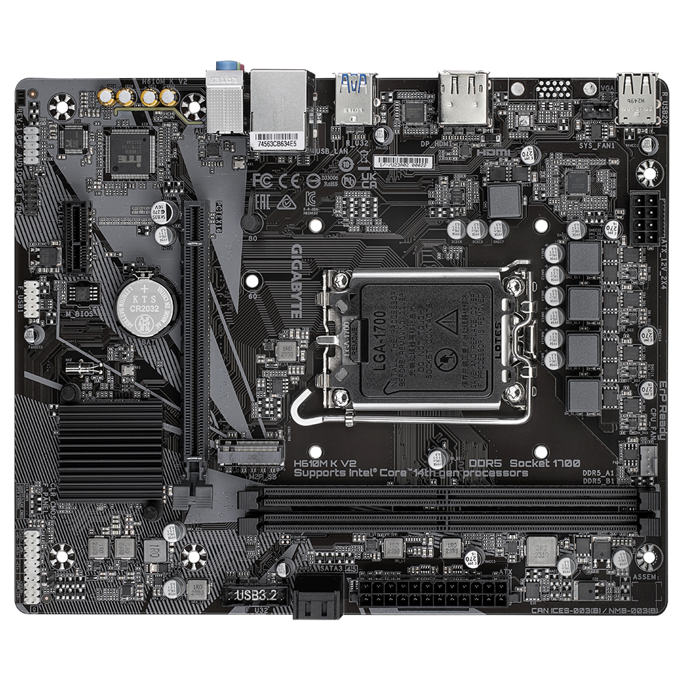 GIGABYTE H610M K V2 DDR5 mATX Motherboard - Black