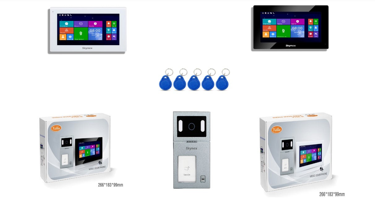 IP Intercom device consist of Indoor Screen & Outdoor Station Model SKY-IP-M75T-TUYA + SKY-IP-P901 with Dimensions: 165*90*28  mm - Black