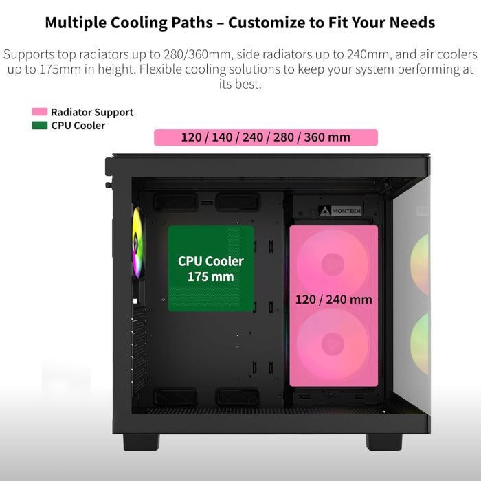 Montech King 65 Pro Mid Tower PC Case - Black