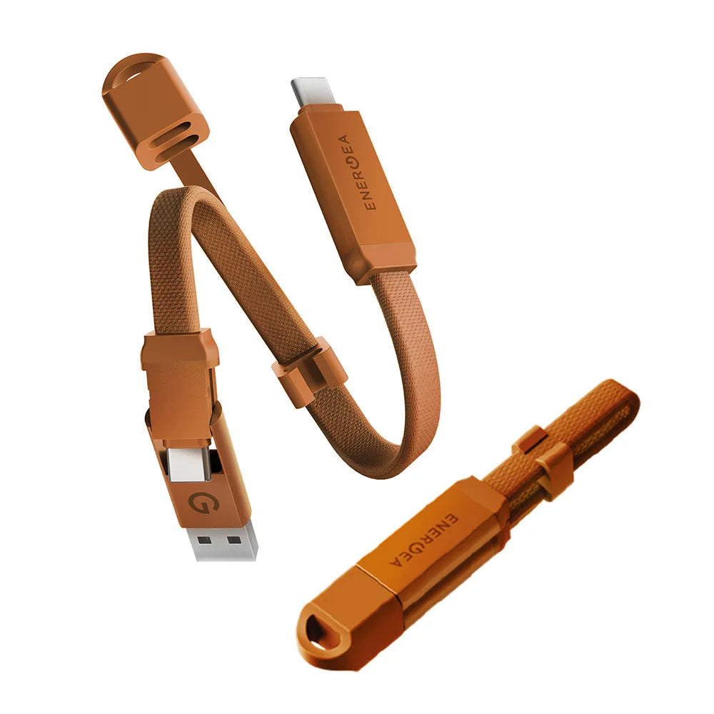 Energea SHEATH KEY, 2-IN-1 C TO C + A CABLE, 480MBPS, 60W, 15CM -ORANGE