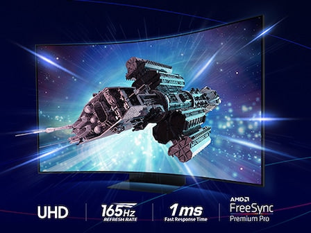 Samsung Odyssey Ark 2nd Gen model G97NC LS55CG97WNMXUE, 55" 4K UHD 3840 x 2160, 165Hz Refresh rate, 1ms Response time, HDMI 2.1, FreeSync Premium Pro Compatible Curved Gaming Monitor