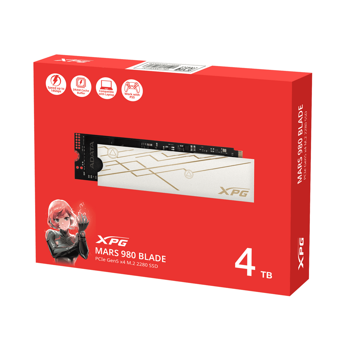 XPG Mars 980 Blade 4TB SSD PCle Gen5 x4 - White for Pc & PlayStation 5