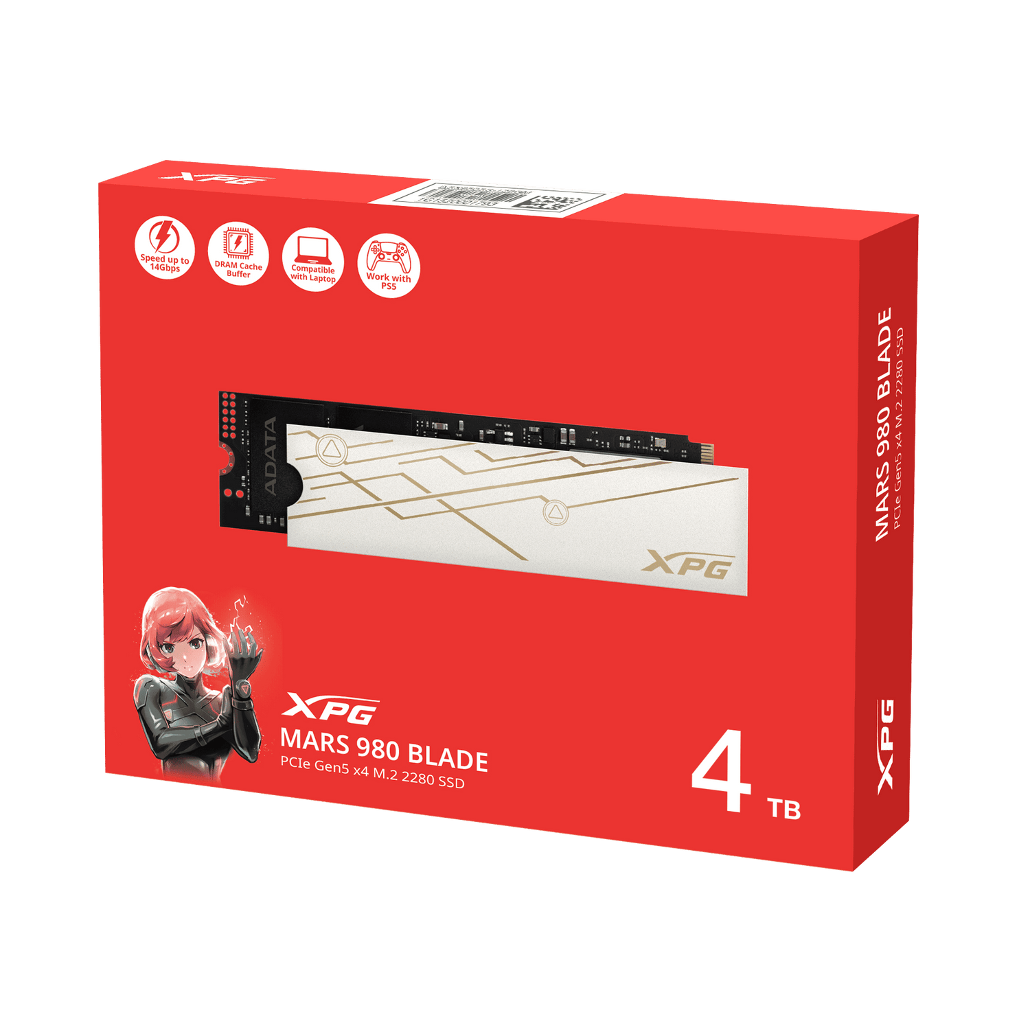 XPG Mars 980 Blade 4TB SSD PCle Gen5 x4 - White for Pc & PlayStation 5