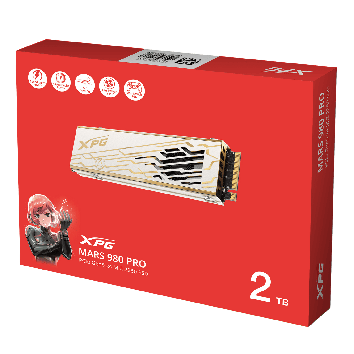 XPG Mars 980 Pro PCle Gen5 x4 M.2 SSD 2TB - White