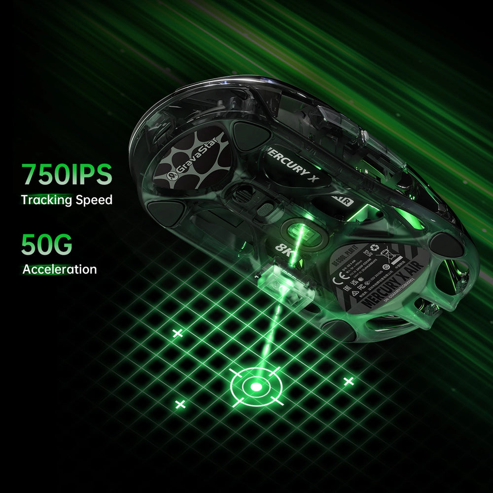 GravaStar Mercury X Air Wireless Gaming Mouse With 8K Dongle - Onyx Crystal