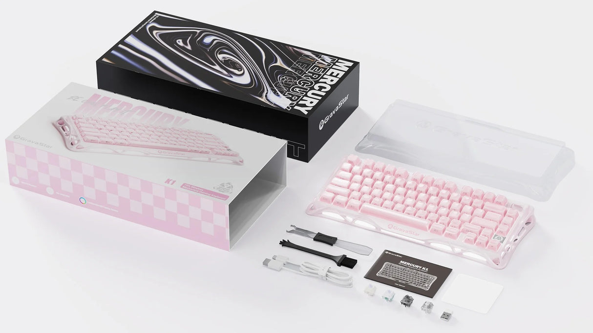 GravaStar Mercury K1 75% Wireless Mechanical Gaming Keyboard_Special Edition-Sakura Pink