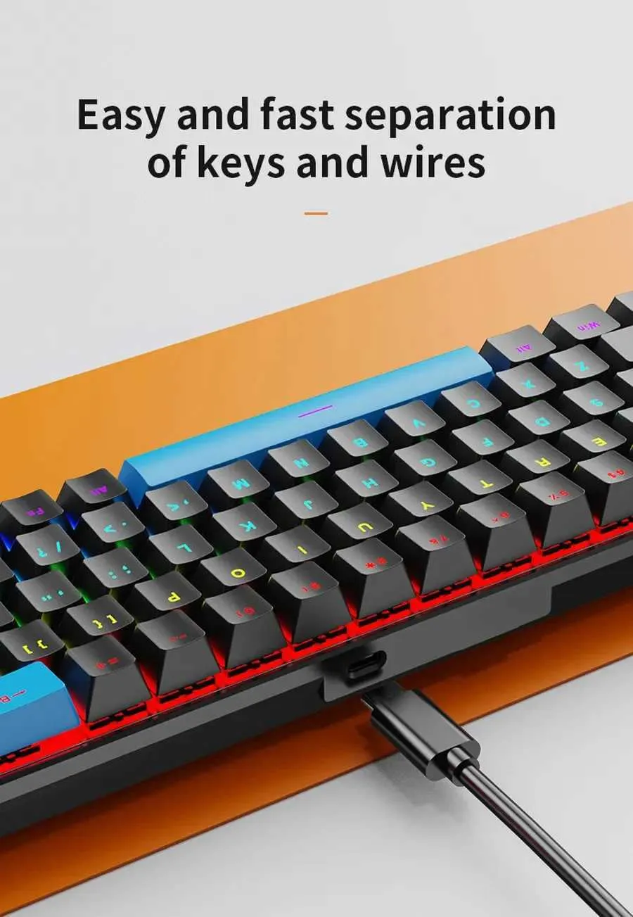 Skylion K68 Wired Mechanical RGB Gaming Keyboard - Black - Blue Switch