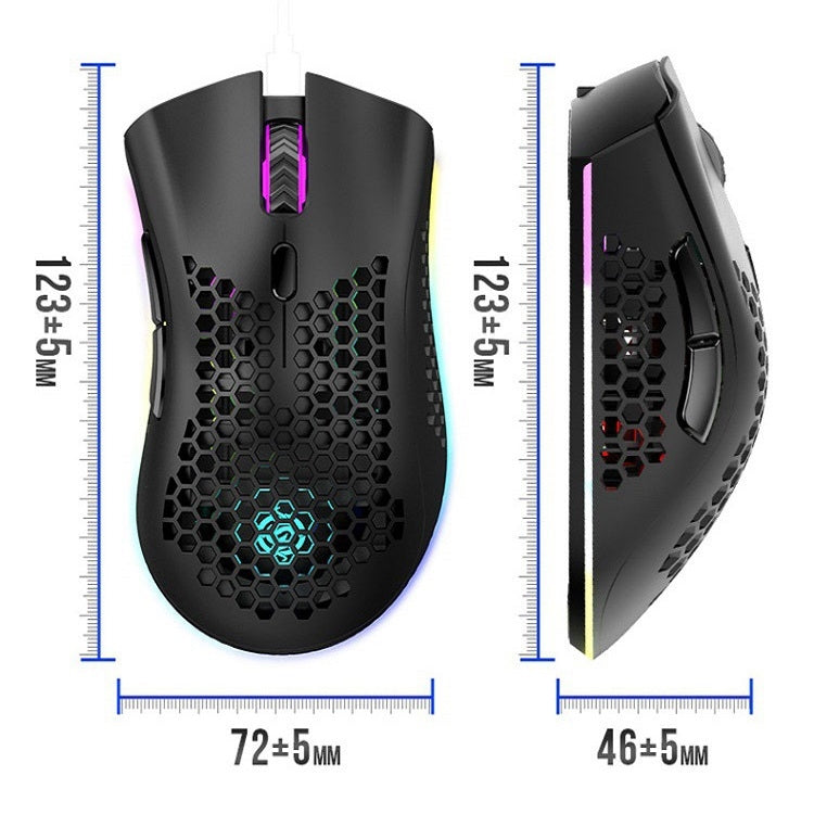 K-Snake BM600 1600 DPI 7-keys Hollow Lightweight Wireless Charging RGB Colorful Gaming Mouse(Wireless BM600 )
