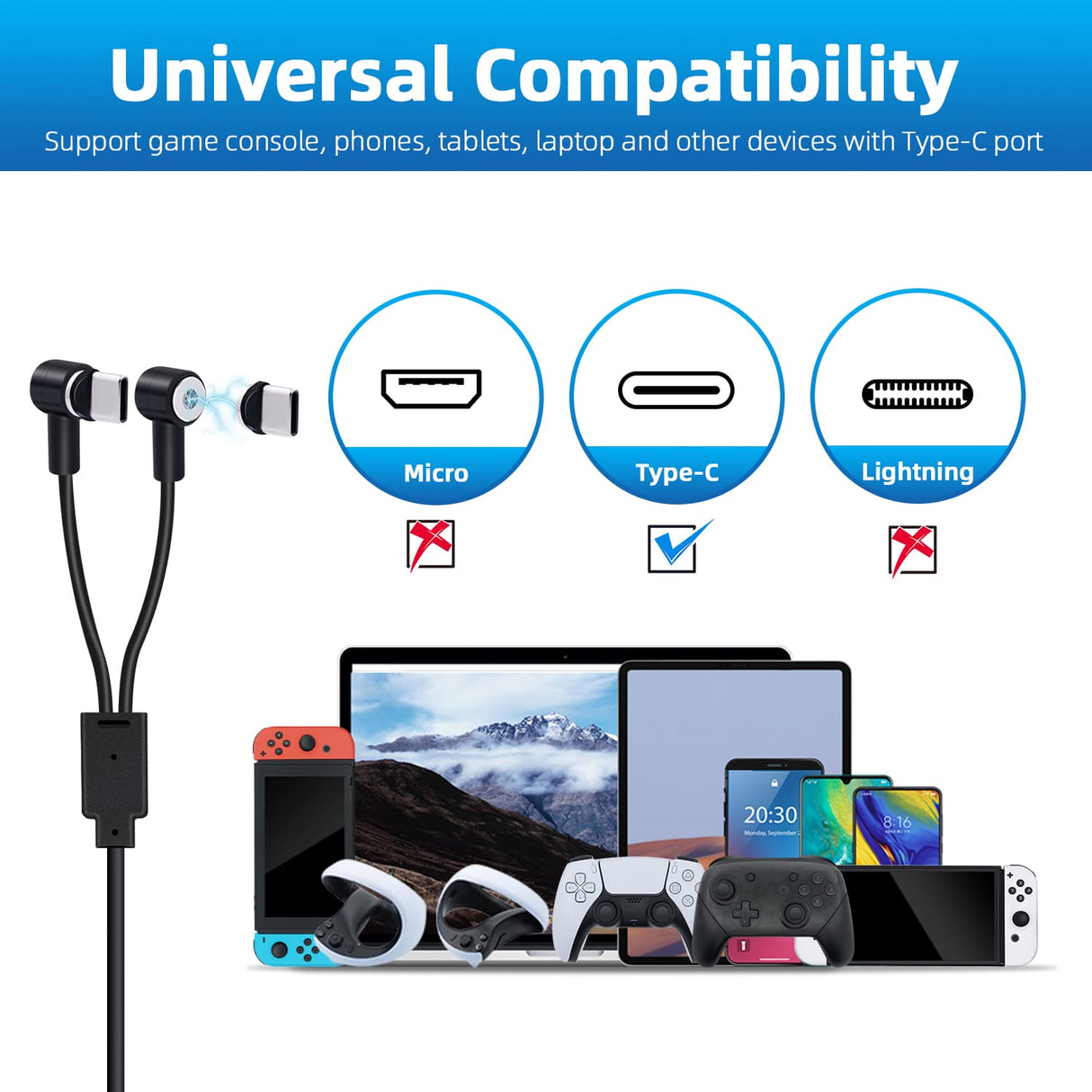 Dobe PS5 VR2 Stand Kit with Magnetic Fast Charging Cable TP5-2523