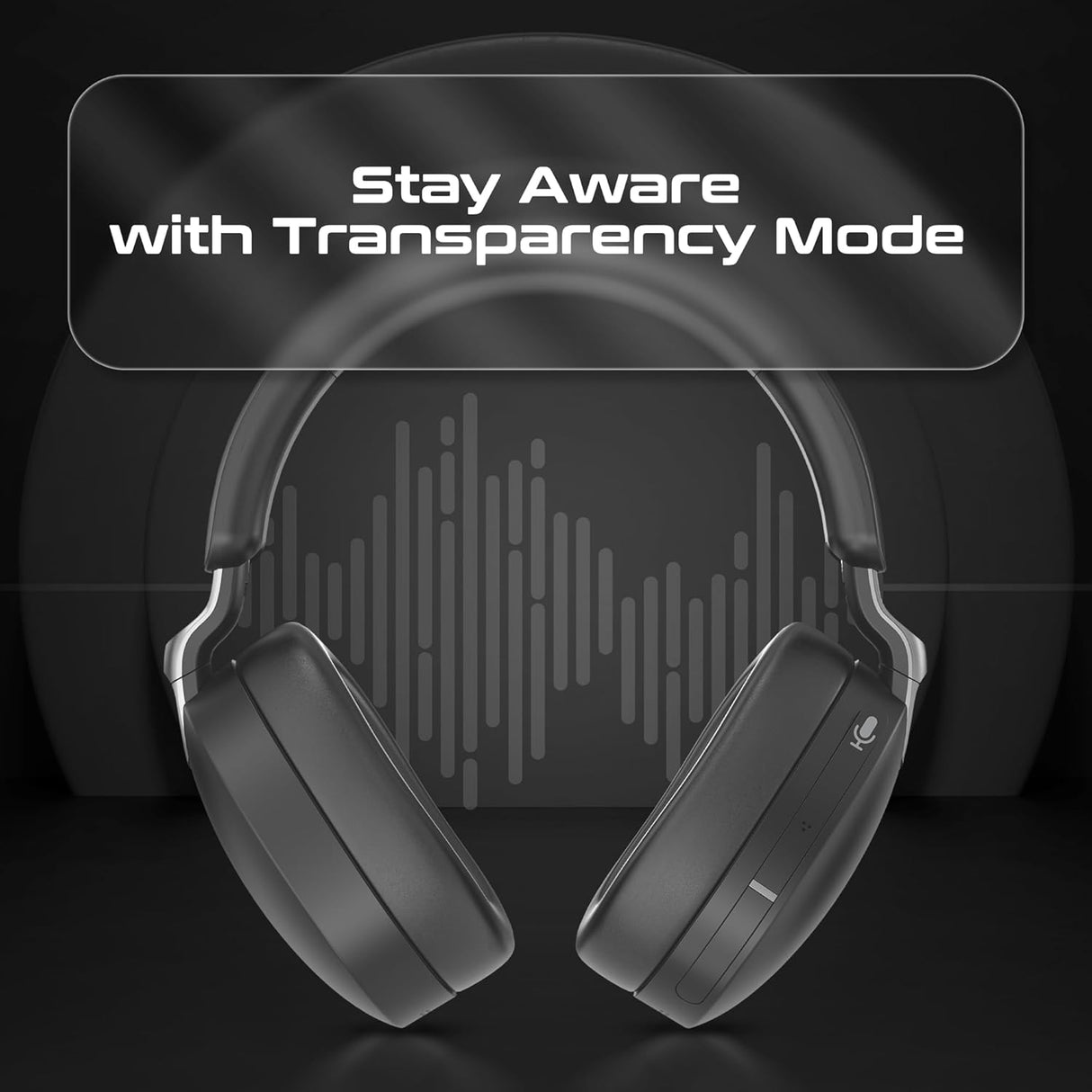 Promate SERENE-2 High-Definition Hybrid ANC Headphones with Triple Connectivity, 100Hrs Playtime, Active Noise Cancellation, Flip to Mute Microphone, 30ms Ultra-Low Latency for Gaming Platforms - Black