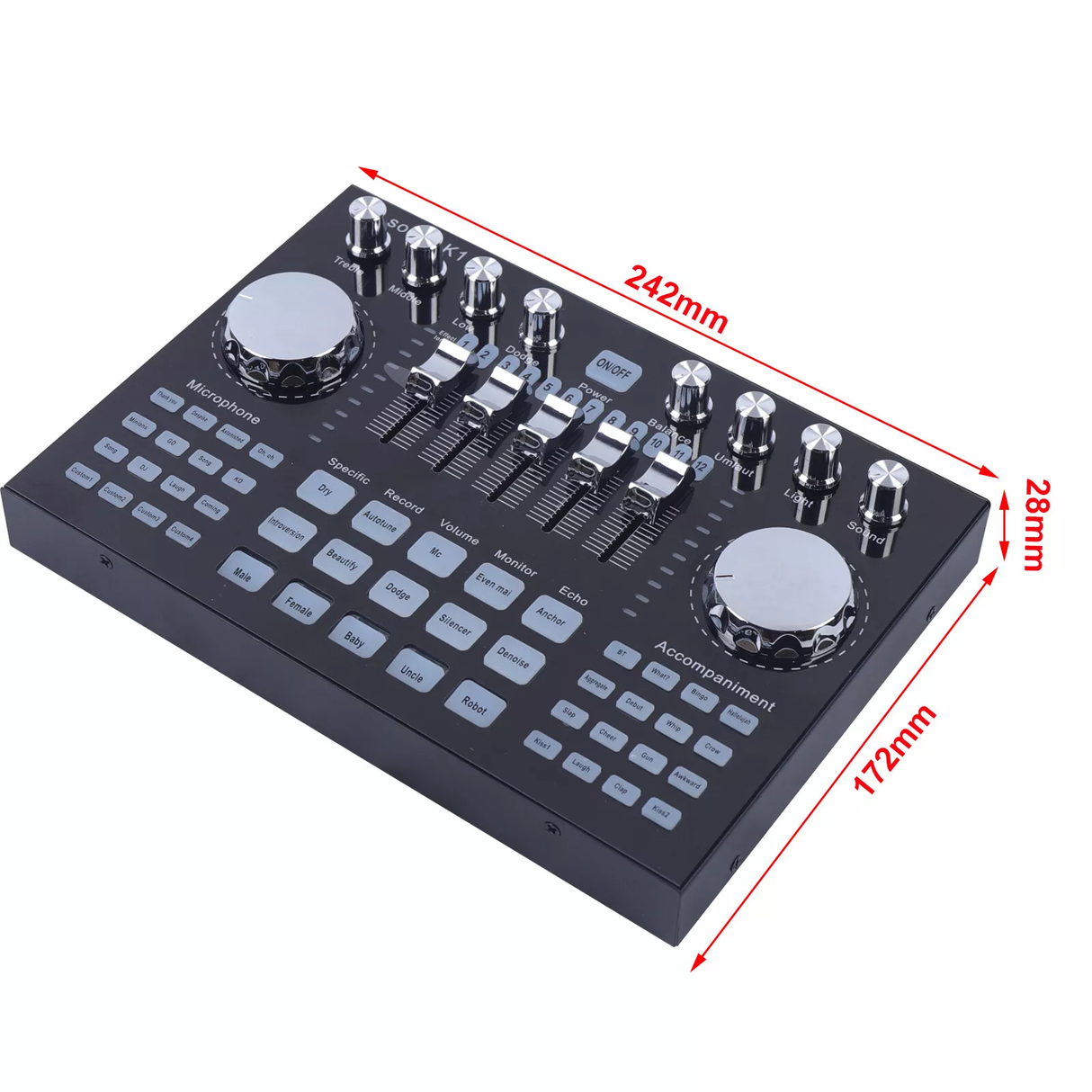 Voice Changer Sound Live Sound Card K1 for Live Streaming Audio Mixer Broadcast