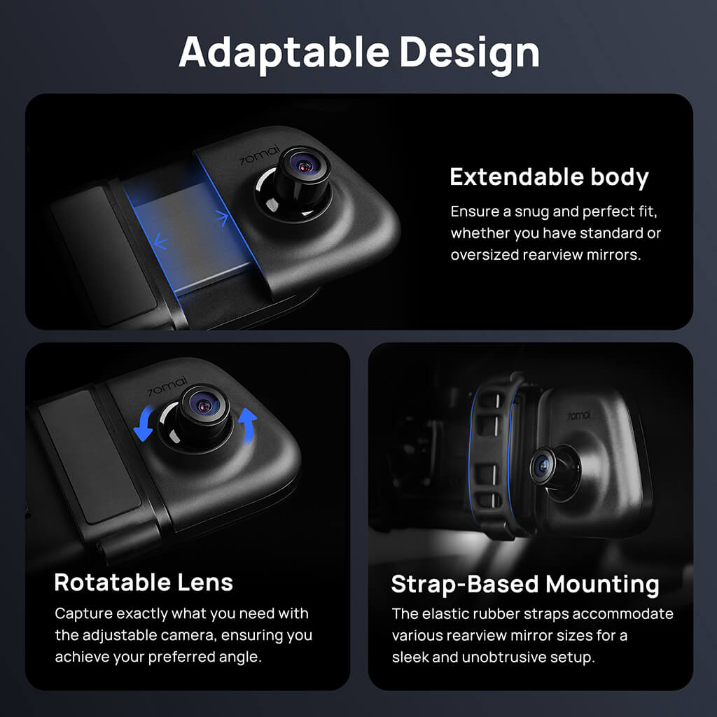 كاميرا مرايا السيارة 70mai S500 بدقة 3K HDR مع شاشة لمس 9 إنش ومكثّف فائق