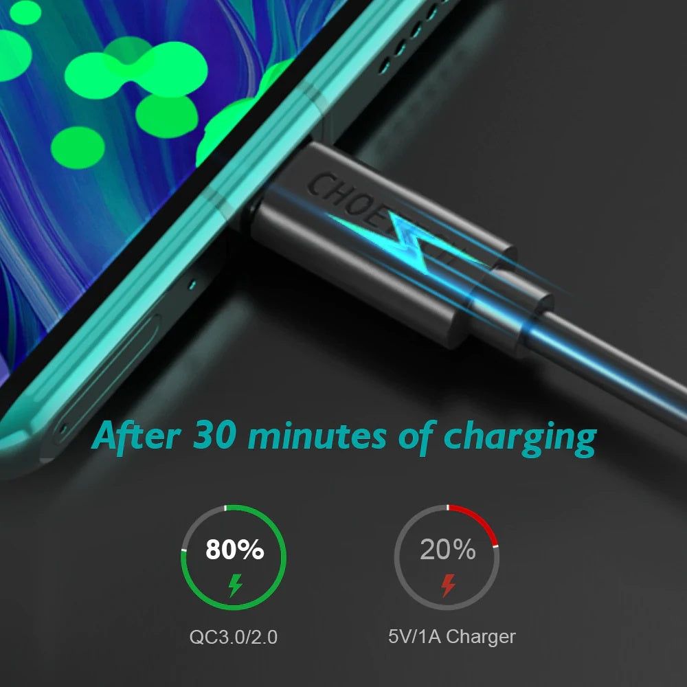 Choetech AC0003 3A USB-A to USB-C Cable 2m - Black