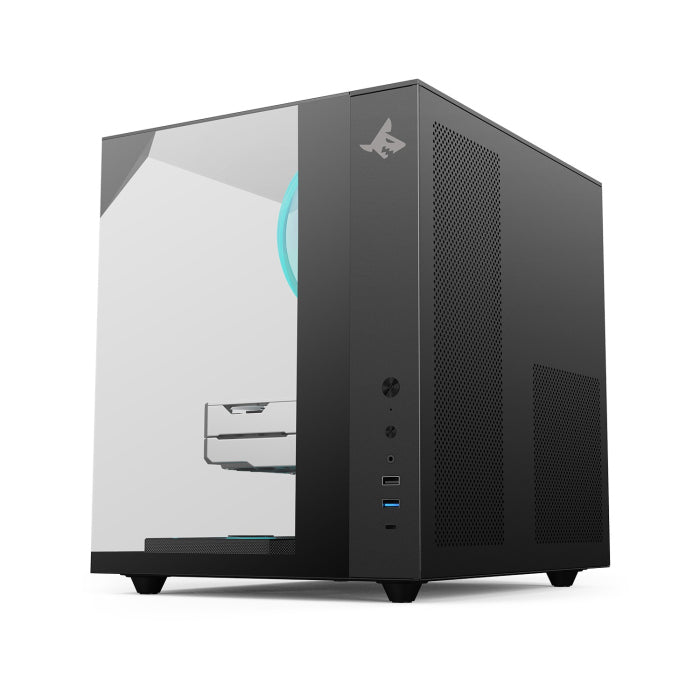 SHARX (GX500-B) ATX Gaming Case, Black, with 5 ARGB fans, controller, and tempered glass - Black