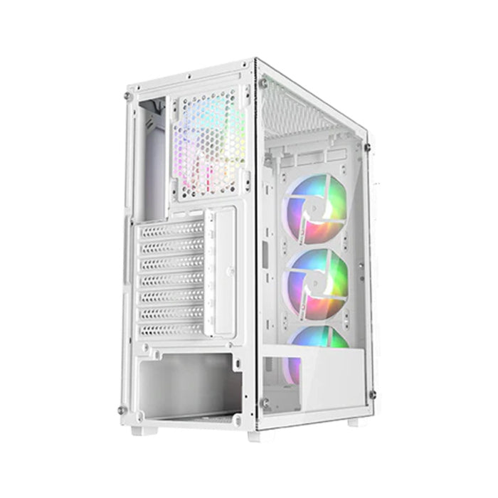 Setup Bundle:Pc Core i5-12400F,RTX 5060,16GB Sades Monitor 24",FHD,200Hz,0.5ms,HDMI 2.1,VA, Gaming Table 120*60*75cm with RGB Light with Gamax Gaming Chair Model 1-LT001L (White)