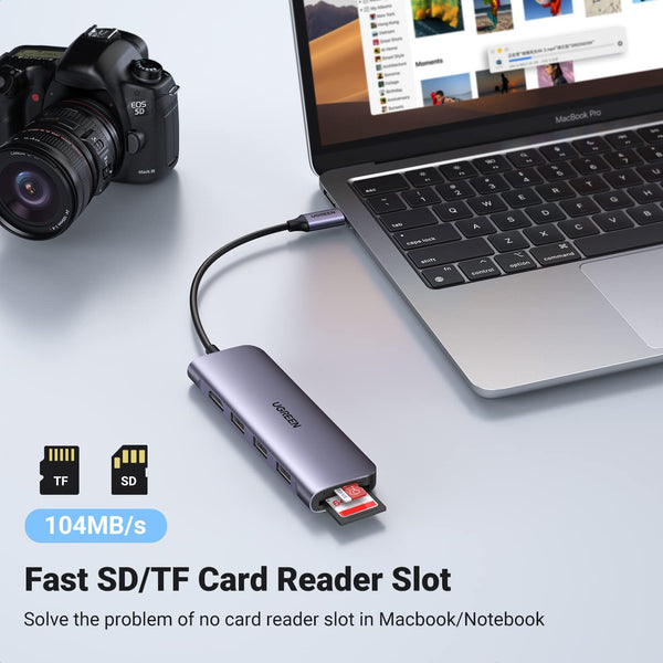 يوجرين موزع USB-C ٦ في ١ (شاحن ١٠٠ واط PD، مخرج HDMI 4K@30Hz) 15598-CM512