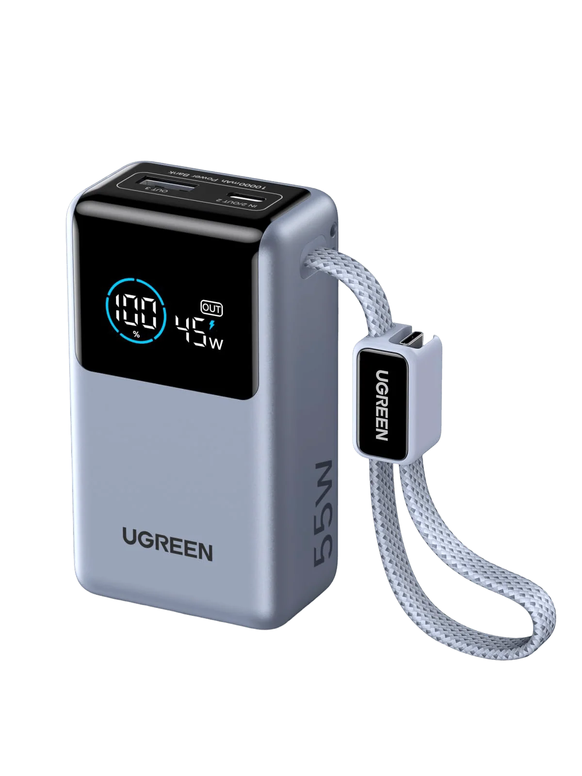UGREEN Nexode Power Bank (10000mAh, 55W, 2 Ports, Built-in Cable - PB727