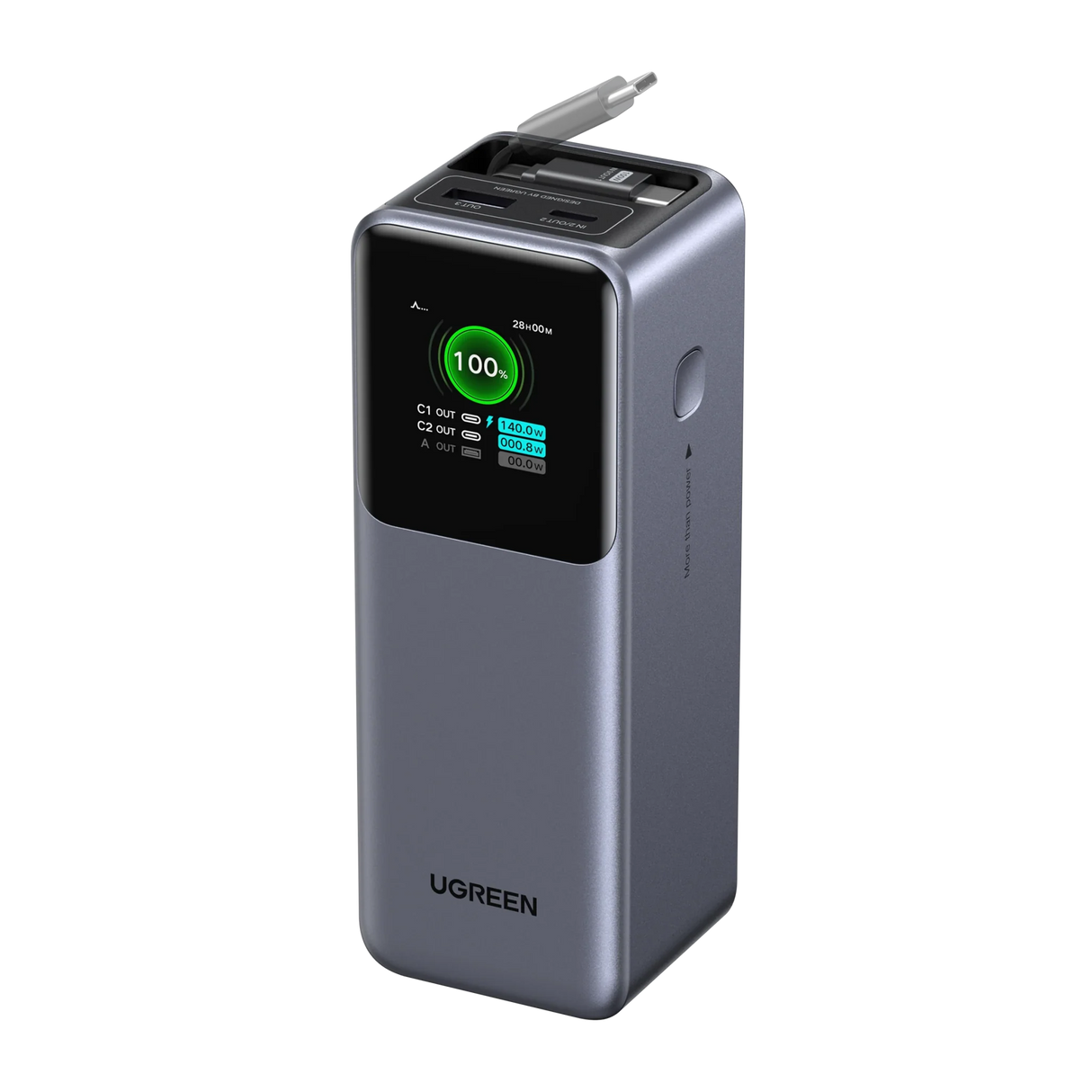 UGREEN Nexode Power Bank 20000mAh 165W with Retractable USB-C Cable - PB726