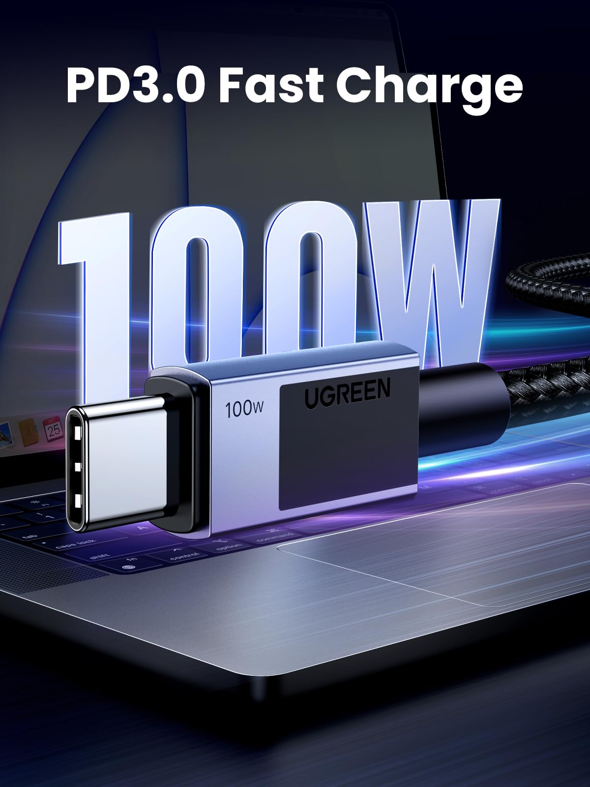 UGREEN Uno USB-C to USB-C PD Fast Charging Cable 5A Max Space Gray 1m 100w