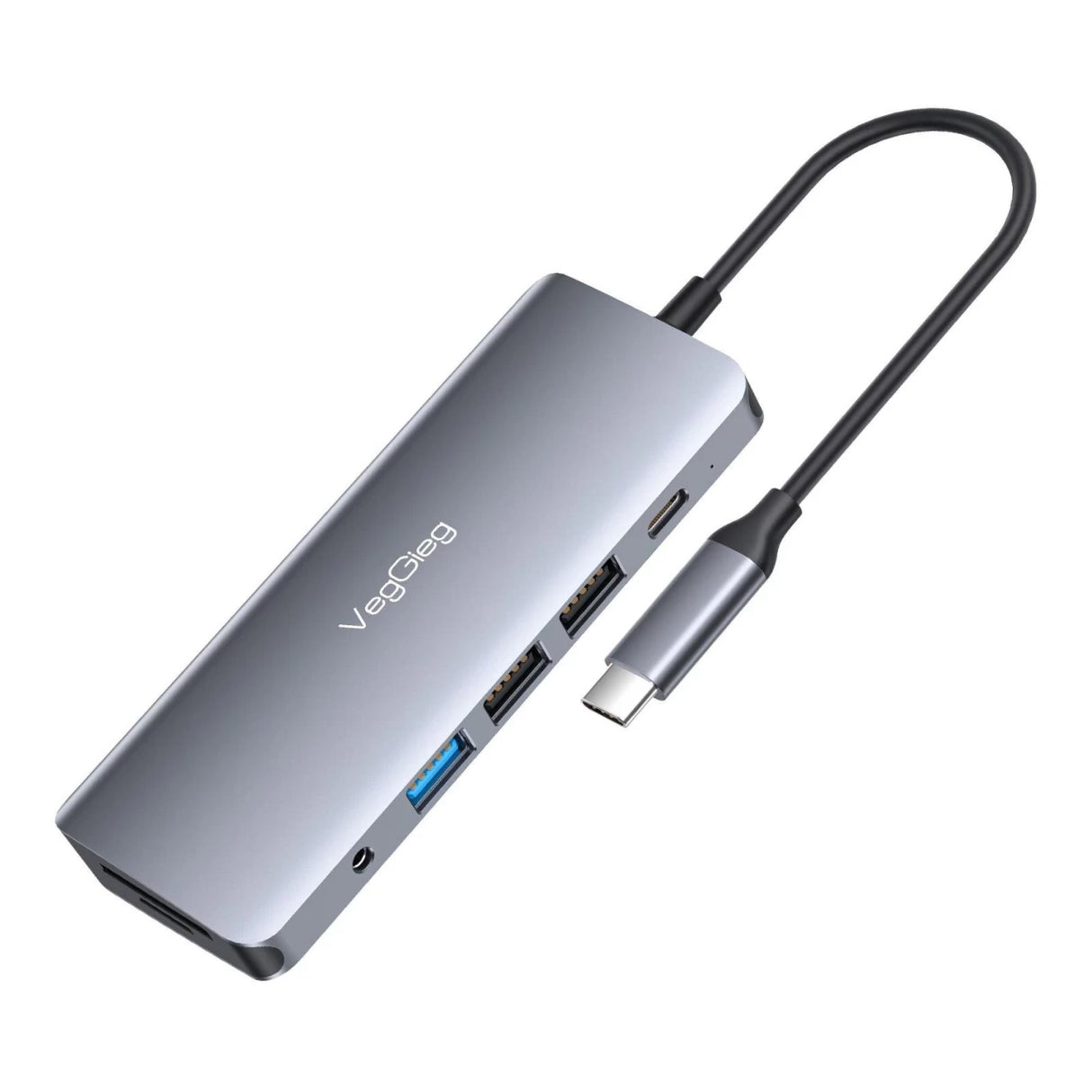 VegGieg Type-C to HDMI+USB3.0*1+2*2.0+PD100w+Typec2.0+SD/TF+RJ45 100Mbps 10-in-1 Docking Station Model V-TC10R