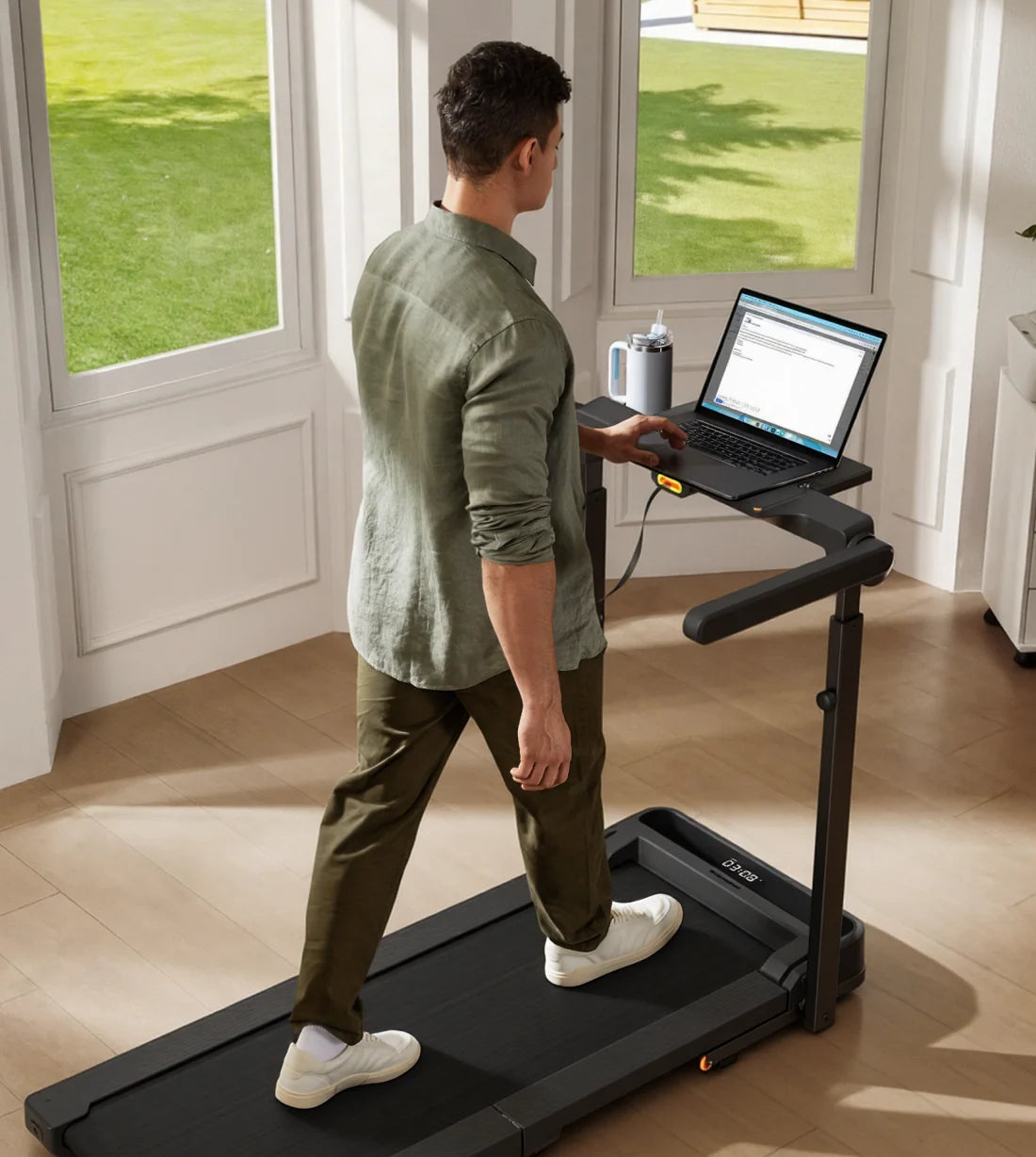 Kingsmith walking Pad & Treadmill MX10 with Max Speed 10km/h with 1HP Brushless Motor including Foldable Stand & Cup Holder - Black