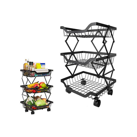 3 Layer Adjustable Foldable Movable Storage Rack for Kitchen Use - Level UpLevel UpSmart Devices501667