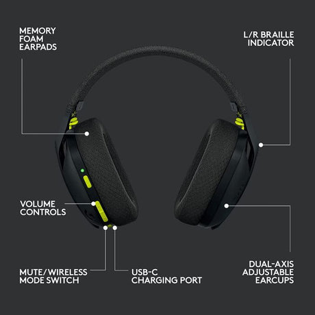 Logitech G435 LIGHTSPEED & Bluetooth Wireless Gaming Headset - Level Up