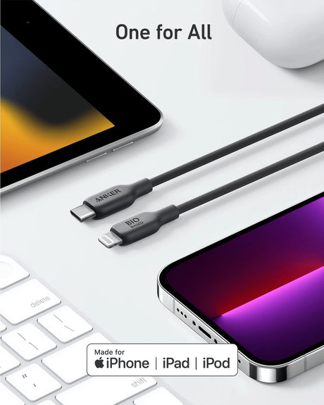 Anker 542 USB-C to Lightning Cable (Bio-Based) (0.9m/3ft) -Black A80B1H11 - Level UpAnkerCharging Cable194644108380
