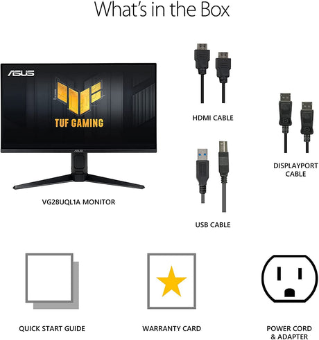 ASUS TUF Gaming VG28UQL1A HDMI 2.1 Gaming Monitor (28" 4K, 144Hz, 1ms) - Level UpAsusGaming Monitor195553043366