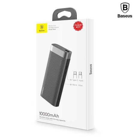 Baseus 10000 mAh Parallel Line Portable Version Power Bank - Black - Level UpBaseus6953156273665