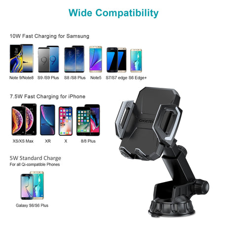 Choetech 15W Wireless Car Mount - Black T521-S - Level UpLevel UpCar Mount6971824976151