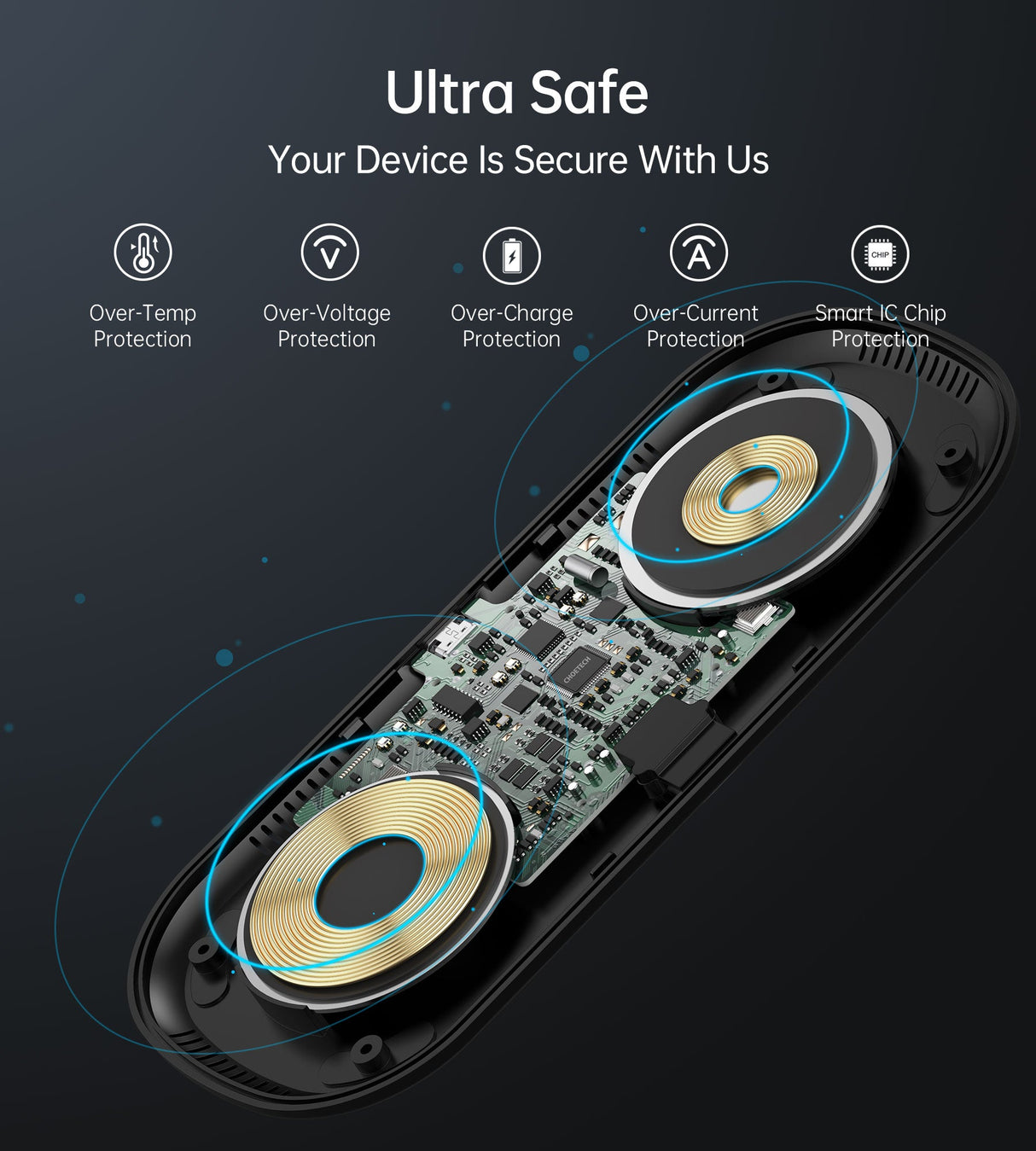 CHOETECH 2 in 1 Wireless Charger, 10W Max Wireless Charging Pad with Adapter for Galaxy Watch - T570 - Level UpLevel UpAdapter6971824977462 - X0019Y2GSN