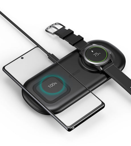 CHOETECH 2 in 1 Wireless Charger, 10W Max Wireless Charging Pad with Adapter for Galaxy Watch - T570 - Level UpLevel UpAdapter6971824977462 - X0019Y2GSN