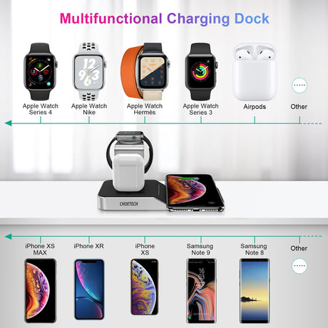 Choetech 4 in 1 MFI Wireless Charging Dock - Silver - Level UpLevel UpAdapter6971824974539