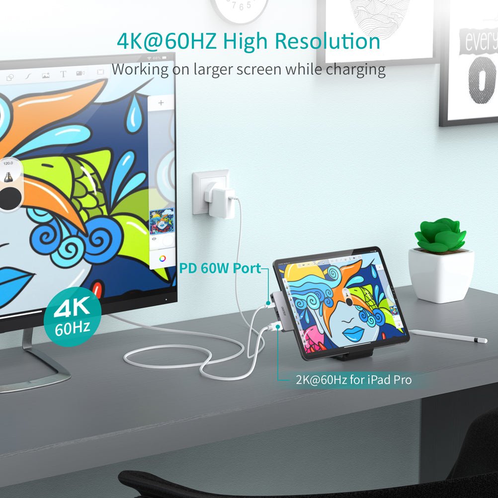 Choetech 4 in 1 USB C Dock For all usb C Devices - Grey HUB-M13-BK - Level UpLevel UpAdapter6971824974706