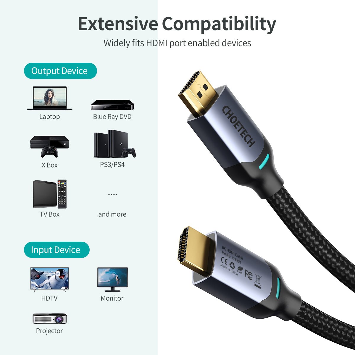 Choetech 8K 2M HDMI to HDMI Cable - Black XHH01 - Level UpLevel UpCables6971824976281